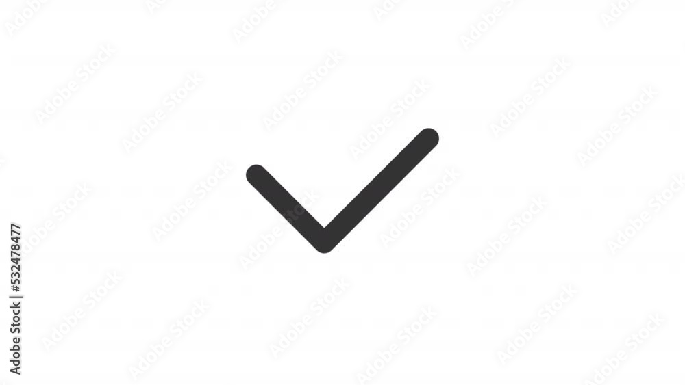 Poster animated checkmark linear ui icon. system operation completed. seamless loop 4k video with alpha cha