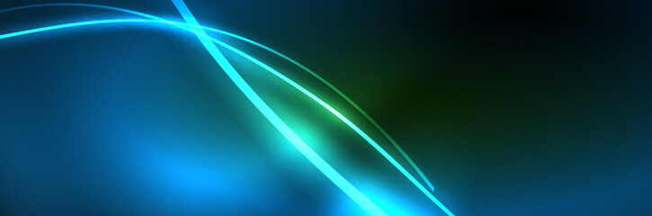Neon glowing fluid wave lines, magic energy space light concept, abstract background wallpaper design