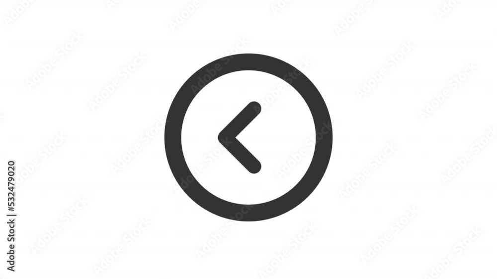 Poster animated move back linear ui icon. previous page. seamless loop 4k video with alpha channel on trans