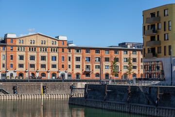 modern building on a river