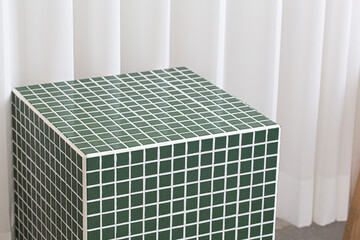 Green ceramic mosaic table top