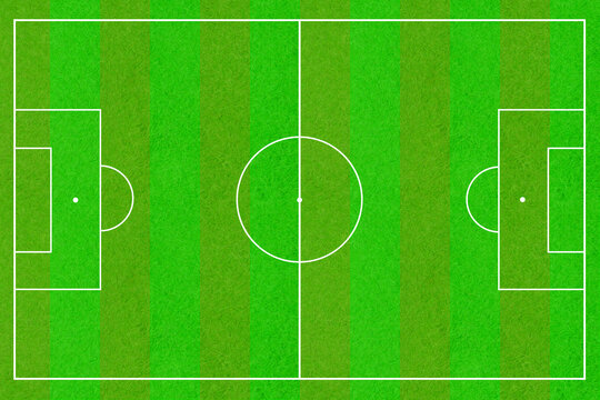 An empty football field from top view wit vertical stripes pattern, football tactical board, background and textured.