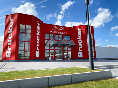 Kall, Germany  27 May 2022,  The entrance to the furniture store "M&ouml;bel Brucker" in the Eifel