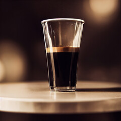 Ristretto. Studio backdrop. Moody lighting. Glossy. Coffee shop.
