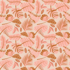 Seamless pattern with tropical leaves. A Pattern for wallpaper, fashion and print. 