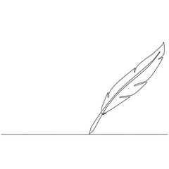 Continuous line drawing of feather pen