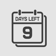 Countdown daily page calendar icon - 9 days left