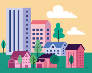 six buildings in camp