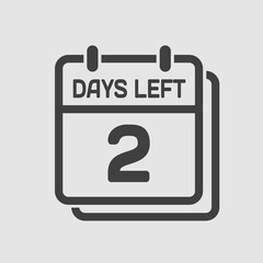 Countdown daily page calendar icon - 2 days left