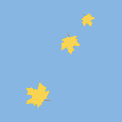 Autumn concept. Yellow leaves on a blue background.
