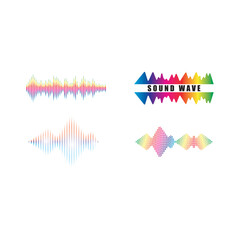 Sound waves set vector illustration
