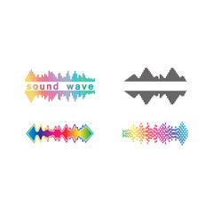 Sound waves set vector illustration