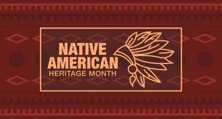Native American Heritage Month in November. American Indian culture. Celebrate annually in the United States. Tradition pattern. Poster, card, banner, and background. Vector ornament, illustration