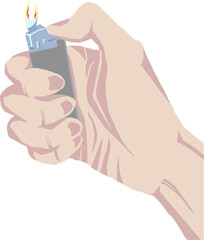 ライターで火を付けている手のポップイラスト2