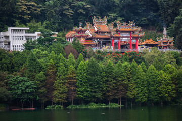 Naklejka premium Bike Trail at Sun Moon Lake, Taiwan