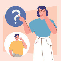 woman and man with question mark