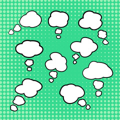 Collection of empty comic speech bubbles Retro cartoon stickers. Pop art style. Vector illustration