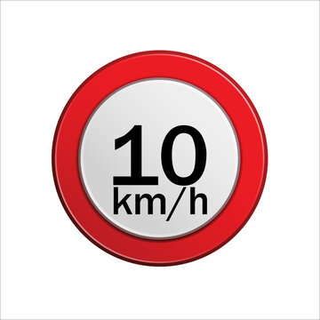 Velocidade maxima permitida 10 km h maximum speed limit in portuguese vector illustration