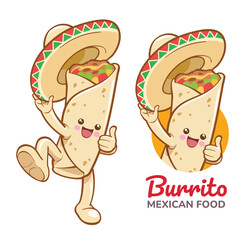 Cartoon Character of a Burrito Holding a Hat
