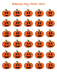 Happy Halloween stickers collection with scary and funny pumpkins faces.