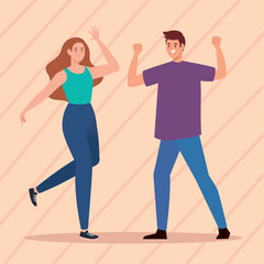 young couple dancing characters