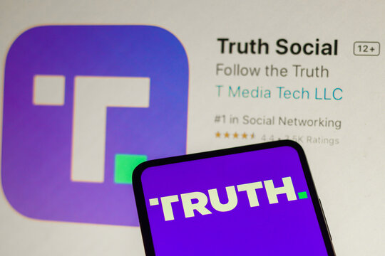 September 22, 2022, Brazil. In this photo illustration, the social media platform Truth Social logo seen displayed on a smartphone.