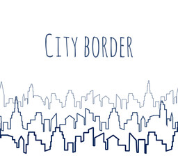 City panorama view, flat graphic vector illustration. Simple isolated shadow shape, border abstract print. Urban building outline  silhouette.