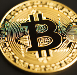 Bitcoin (Cryptocurrencys new digital money) on background