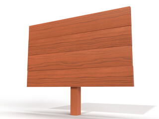 Photoreal 3D illustration of wooden board signboard