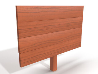 Photoreal 3D illustration of wooden board signboard