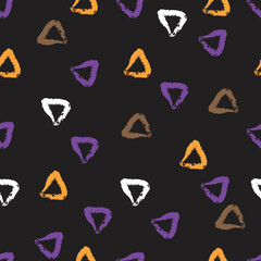 Pattern with Hand Drawn Irregular Triangles on a Black Background