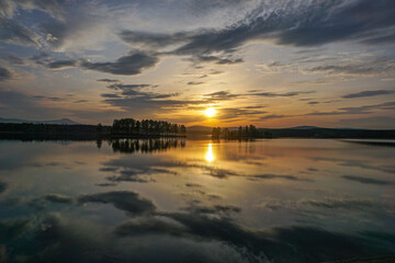 sunset over the lake