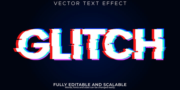 Glitch Vhs Text Effect, Editable Error And Hacker Text Style