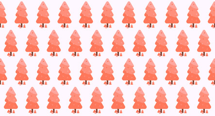 Peach pink sweet color flat shade style plant tree seamless pattern illustration. Use as background, prints, wrapping paper, design.