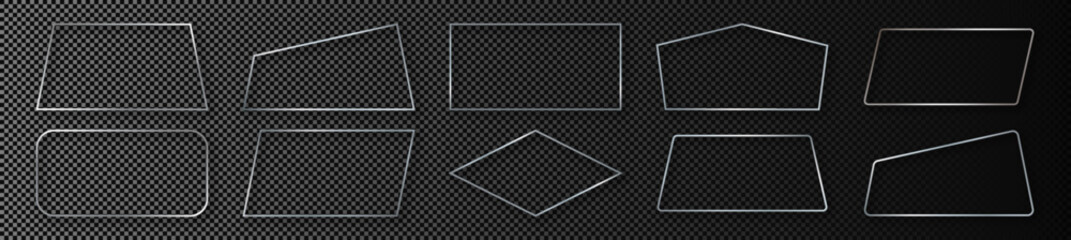 Silver glowing different geometric shape frame