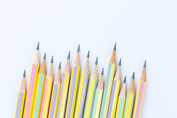 Fototapeta premium Pencil on a white background,Yellow pencil isolated on white background with clipping path. Above view.
