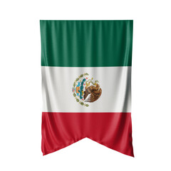 Mexico Waving Flag, 3d Flag Hanging illustration, Mexico National Flag with a white isolated background