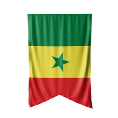 Obraz premium Senegal Waving Flag, 3d Flag hanging illustration, Senegal National Flag with a white isolated background