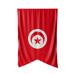 Tunisia Waving Flag, 3d Flag hanging illustration, Tunisia National Flag with a white isolated background