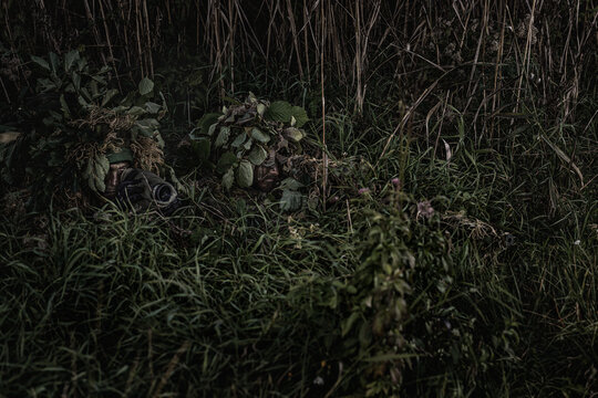 VDV special forces soldiers with rifles in woodland
