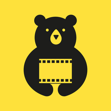 Initial Bear Film Logo Negative Space Vector Template. Bear Film Coffee Symbol