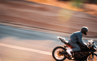 Fototapeta premium Male Veteran on Motorcycle