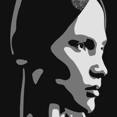 Abstract beautiful women portrait. Woman beauty fashion concept, minimalistic style. Trendy modern illustration for poster, banner, cover.
