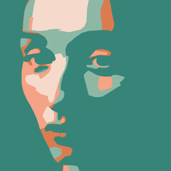 Abstract beautiful women portrait. Woman beauty fashion concept, minimalistic style. Trendy modern illustration for poster, banner, cover.