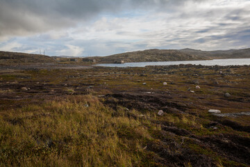 Autumn season landscape in Teriberka Village, Murmansk, Russia