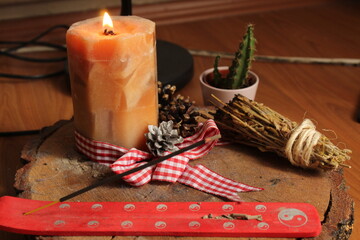 incense and a candle concept in a room