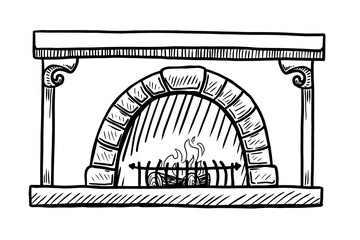 Fireplace vector illustration isolated on white background