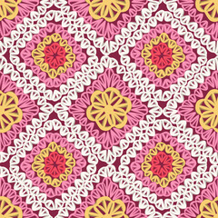 Fototapeta na wymiar Granny Square Crochet Seamless Pattern