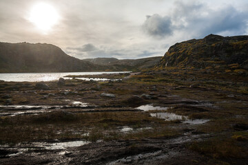 Autumn season landscape in Teriberka Village, Murmansk, Russia