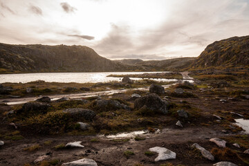Autumn season landscape in Teriberka Village, Murmansk, Russia